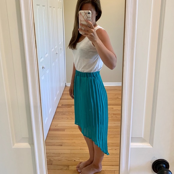 Teal High-Lo Skirt - Picture 2 of 4